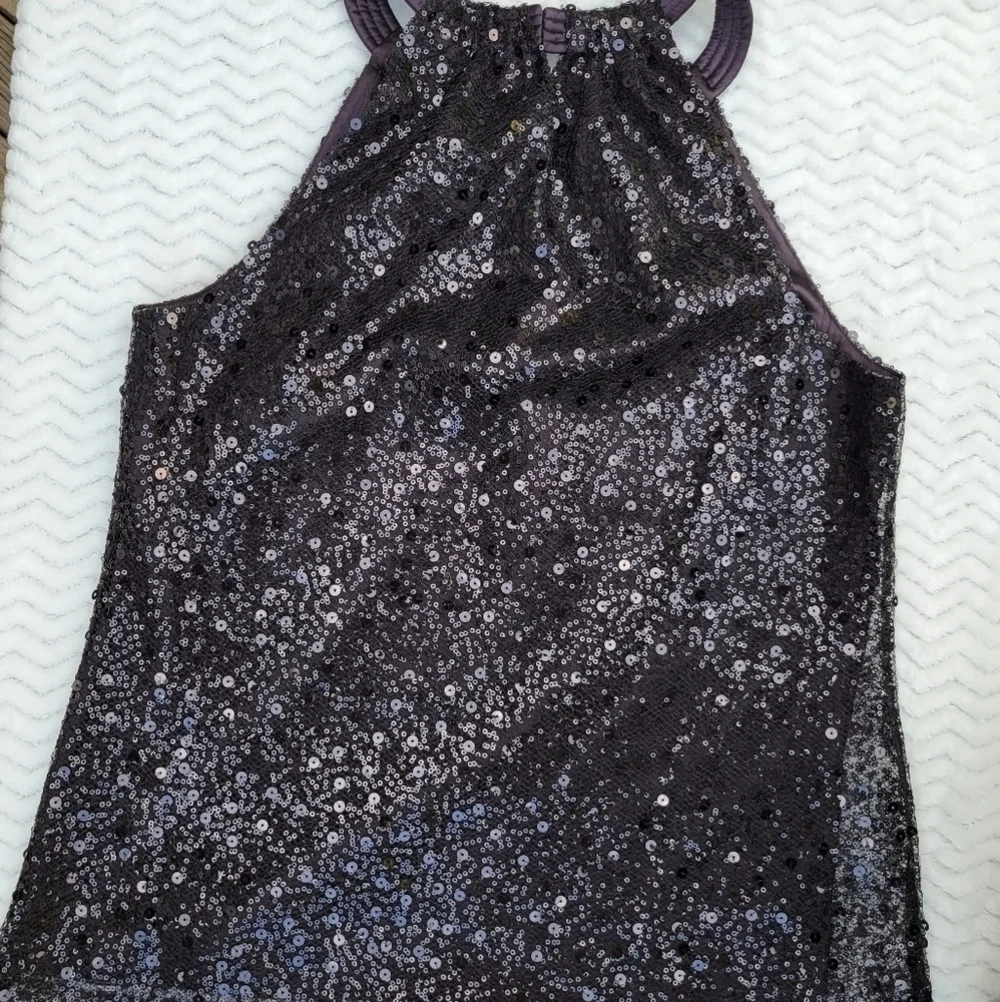 Tahari women's black sequin tank keyhole hope blouse - Picture 2 of 12